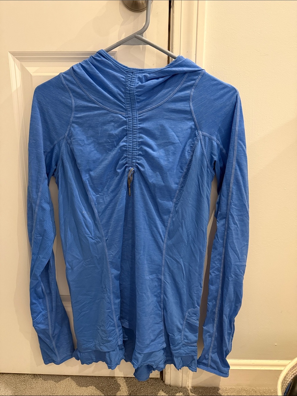 Lightweight Blue Long-Sleeve Hooded Top